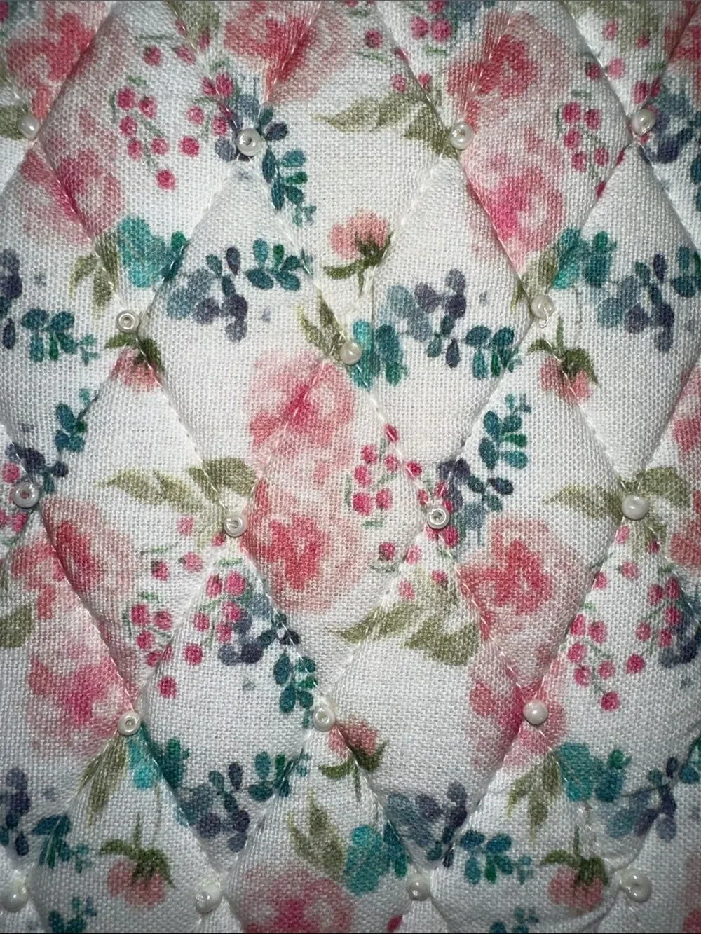 SA White Pink Blue Green Quilted Beaded Floral hard cover lined pages journal